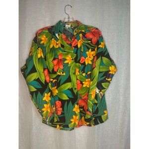 Roper Tropical Hawaiian‎ Shirt Toucan Floral Print Short Sleeve Medium
